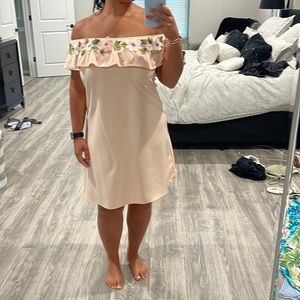 Pink off the shoulder dress